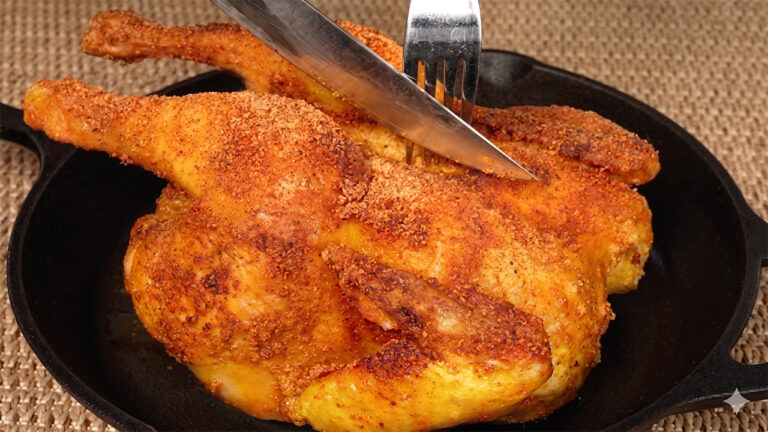 Whole Roasted Chicken with Creamy Mushroom Spinach Spaghetti