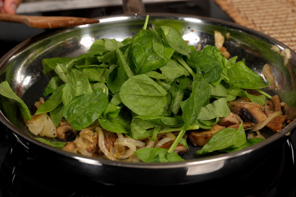 Whole Roasted Chicken with Creamy Mushroom Spinach Spaghetti